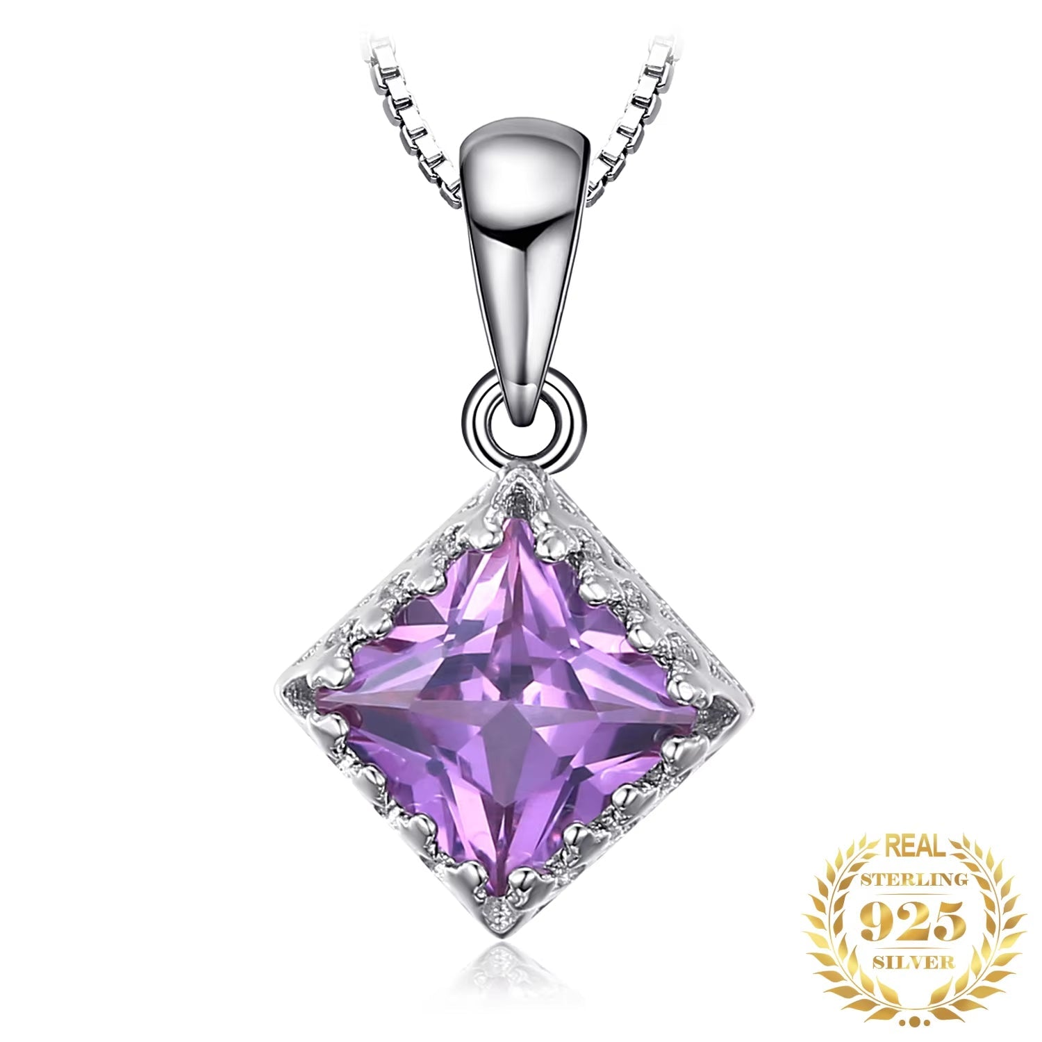 Women's Silver Pendant with Created Alexandrite – No Chain.