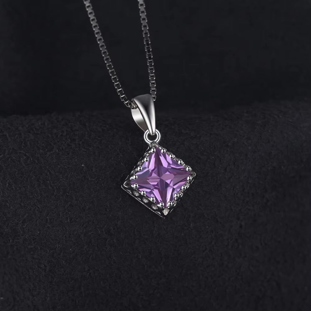 Women's Silver Pendant with Created Alexandrite – No Chain.