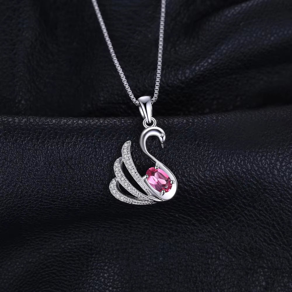 Swan Pink Topaz Silver Pendant for Women – No Chain