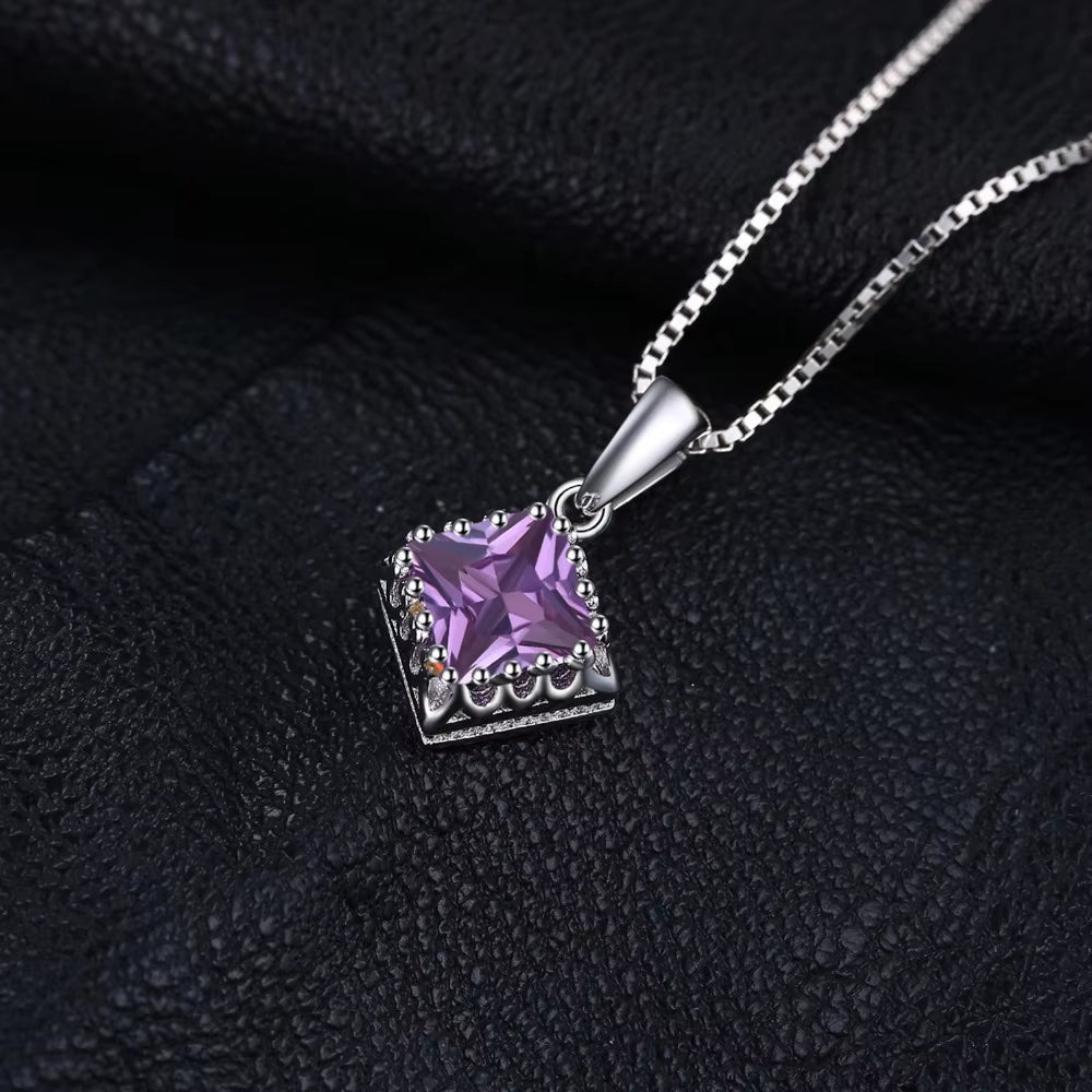 Women's Silver Pendant with Created Alexandrite – No Chain.