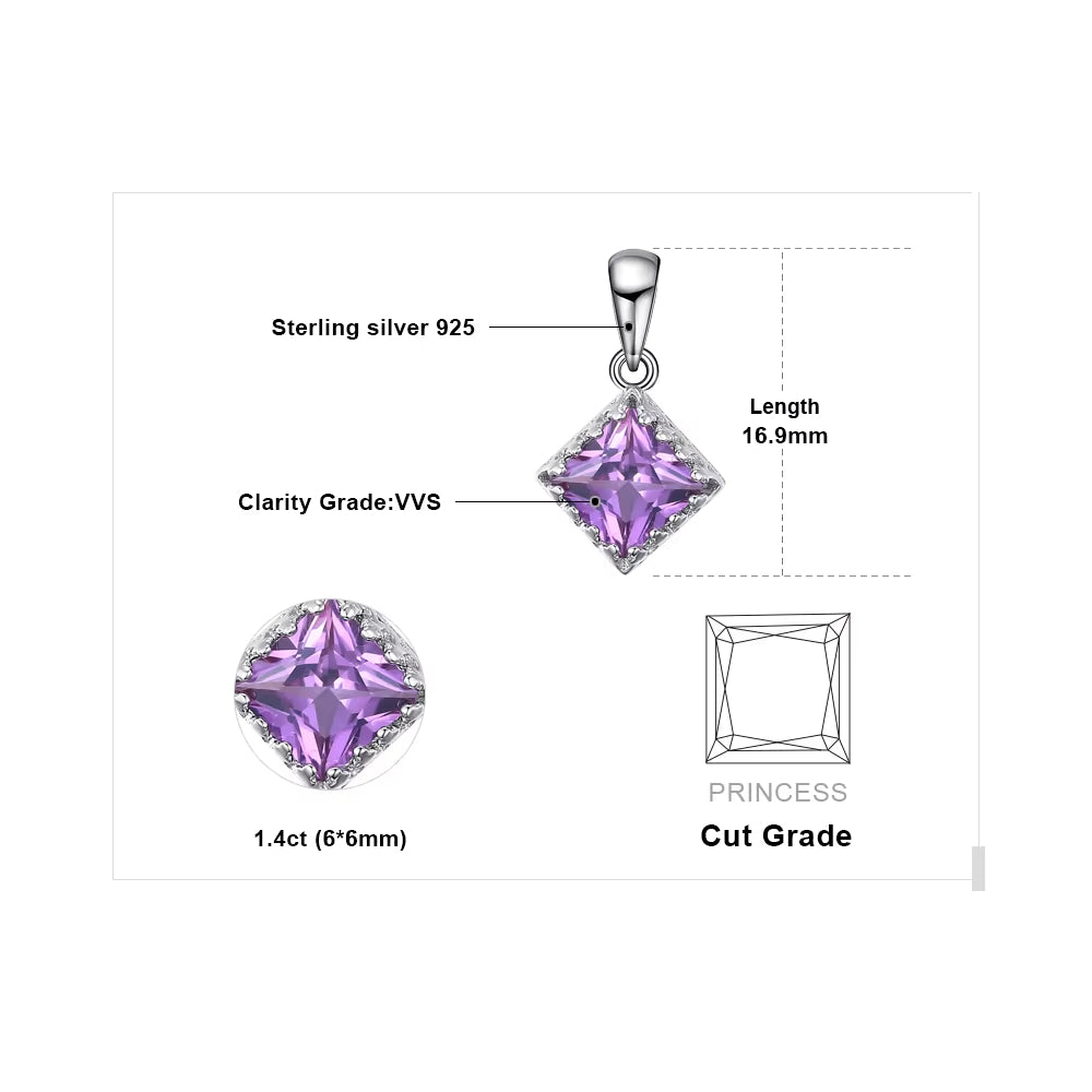 Women's Silver Pendant with Created Alexandrite – No Chain.