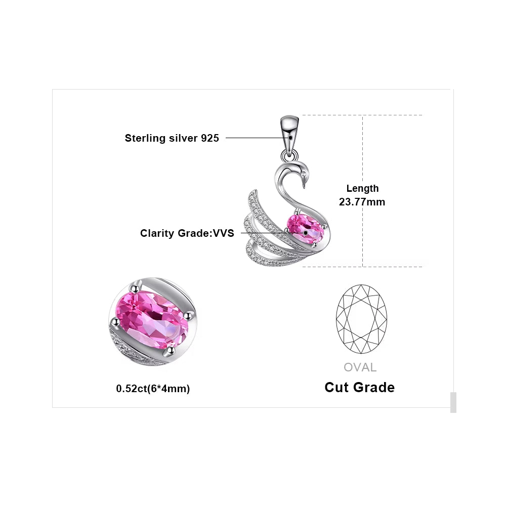 Swan Pink Topaz Silver Pendant for Women – No Chain