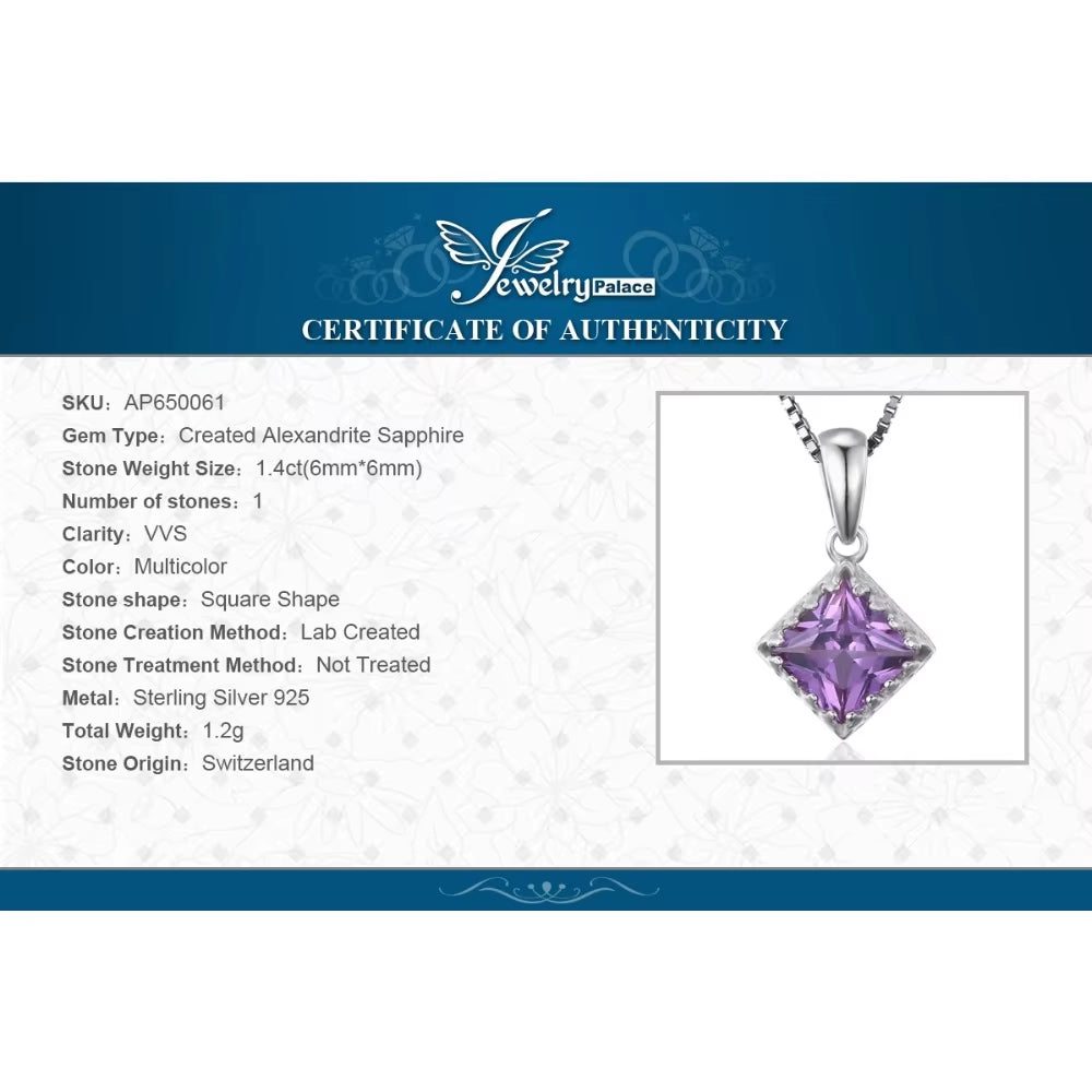 Women's Silver Pendant with Created Alexandrite – No Chain.